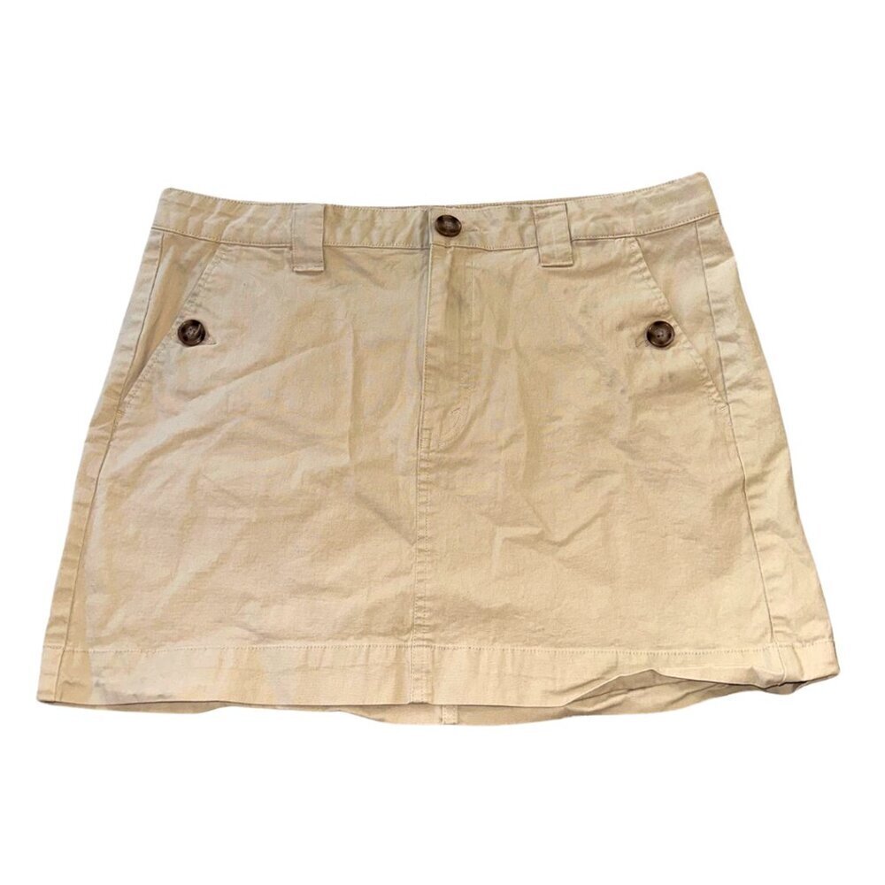 Tan Khaki Zip Up Mini Skirt